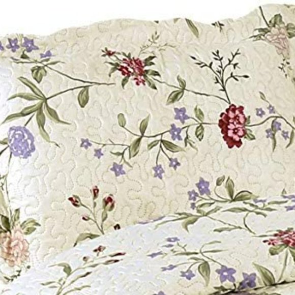 Printed Embossed Pinsonic Coverlet Bedspread Ultra Soft 3 Piece Summer Quilt Set - Picture 5 of 5